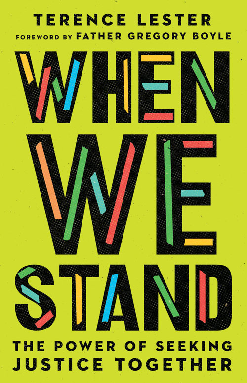 green cover with the book title When we stand