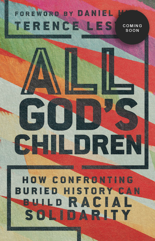 striped colored book with the title All gods children with a circle that says coming soon
